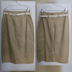 Vtg Christopher & Banks Denim Jean Maxi Skirt Womens Sz 16 Woven Belt Hong Kong